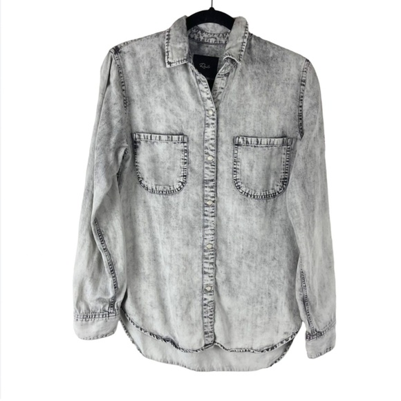 RAILS Snap-up Shirt In Stone Acid Wash XS - Picture 4 of 4